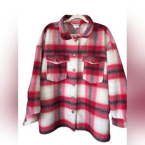 D.i.P Heavyweight Men's Red and White Button-Up Shirt Size 3X with Pockets.